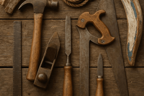 Ferramentas de uso exclusivo de artesões que trabalham com móveis feitos com madeira náutica.